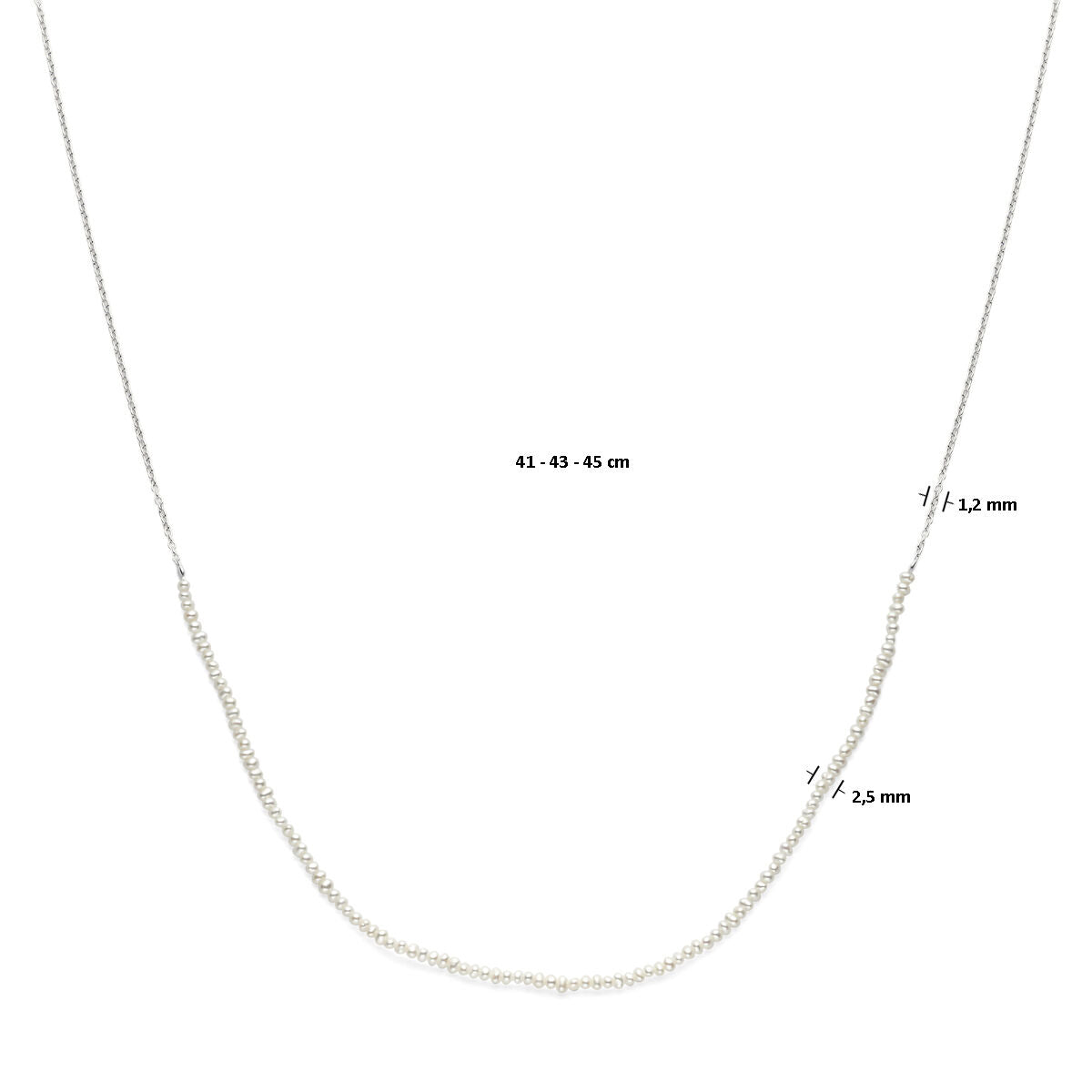 collana perle 41 - 45 cm argento rodiato