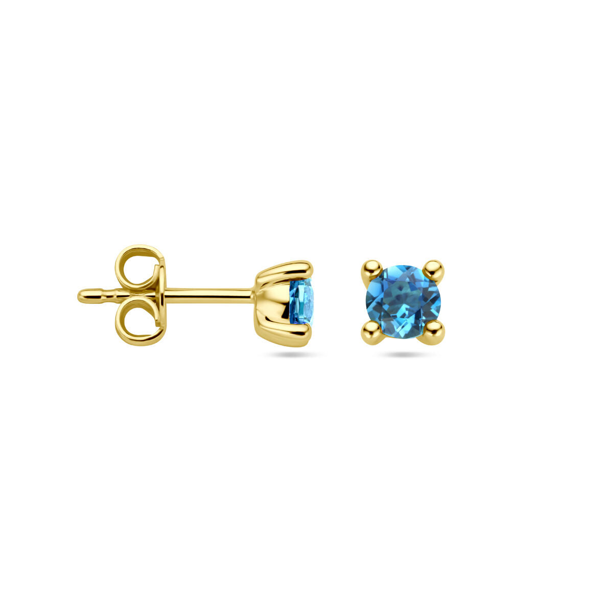 orecchini a bottone topazio london blue 14K oro giallo