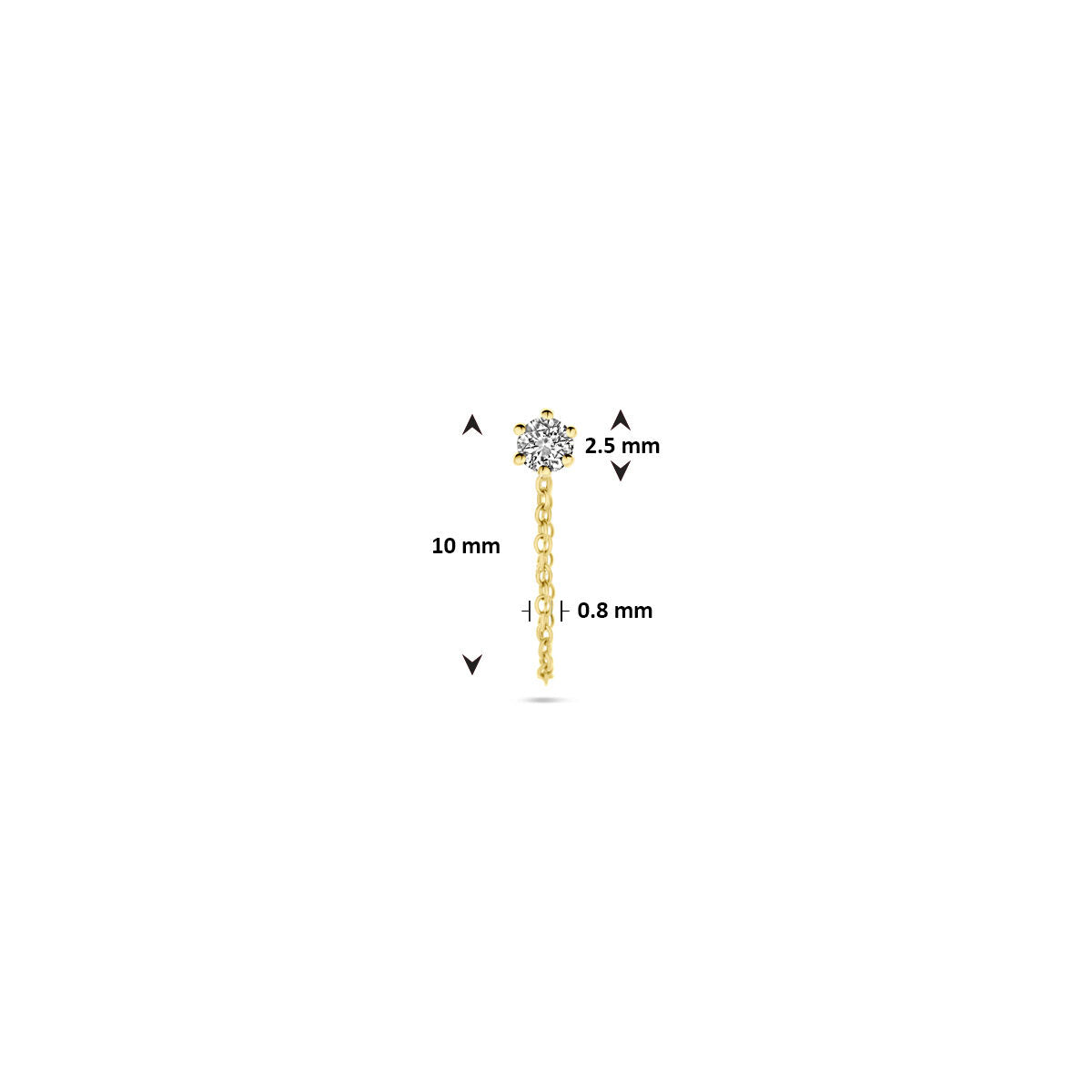 orecchino a bottone diamante 0.05ct h si al pezzo oro giallo 14K