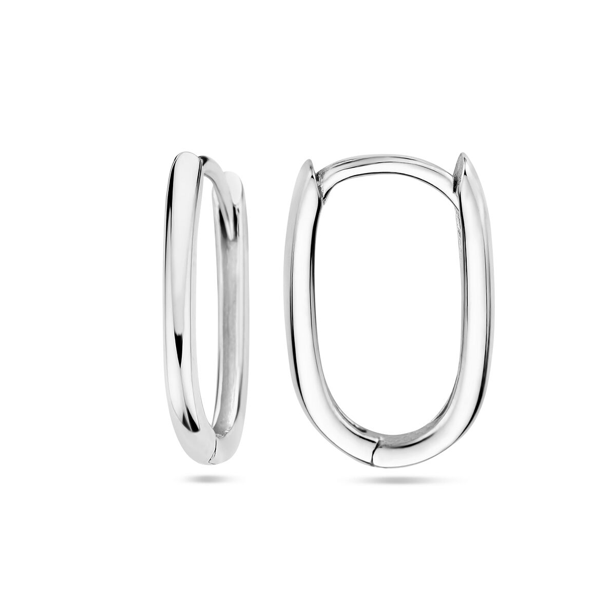 orecchini a cerchio con chiusura a scatto paperclip 14K oro bianco