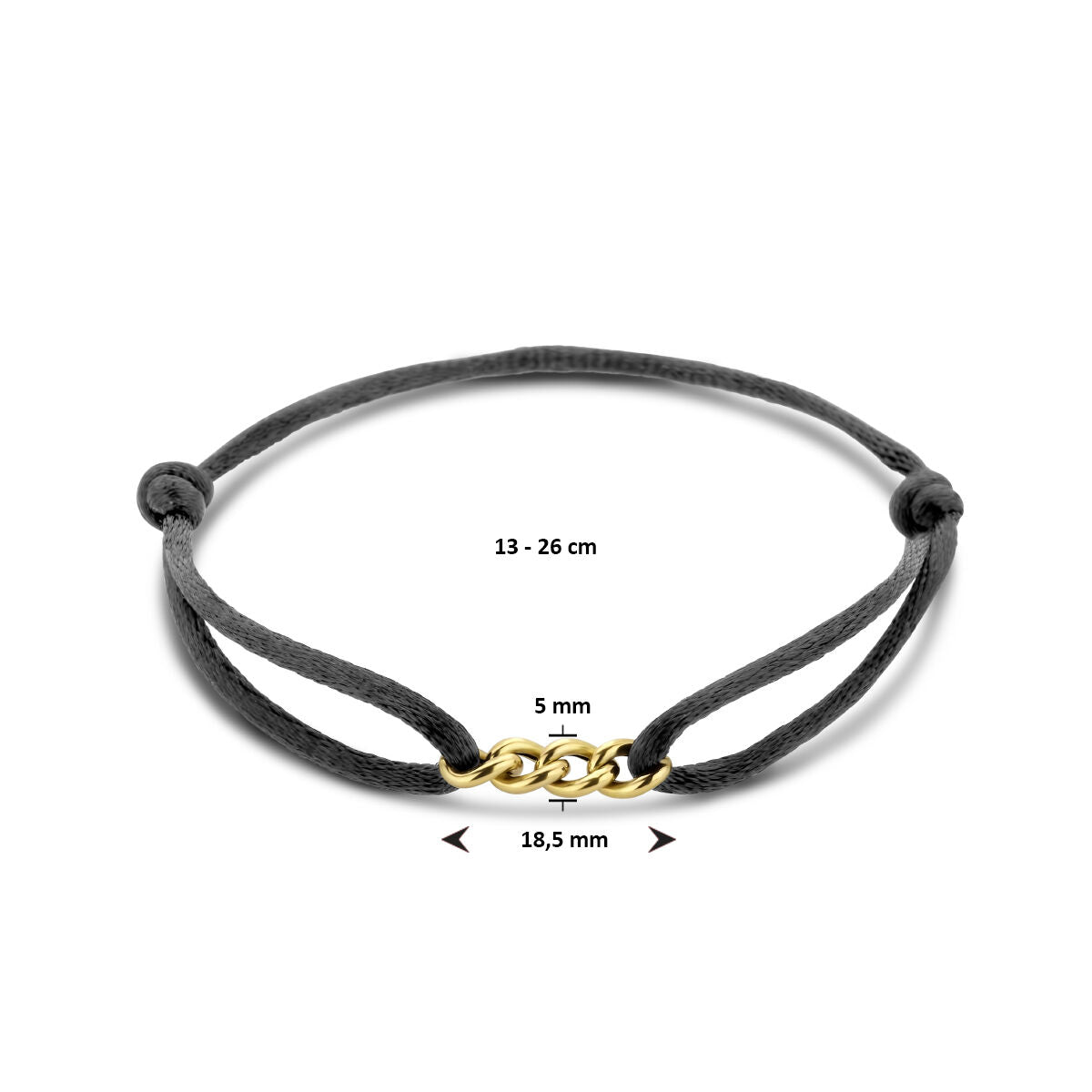 bracciale in raso 13 - 26 cm 14K oro con gomma/nylon/pelle
