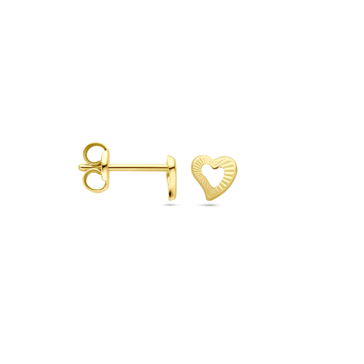 orecchini a bottone cuore 4,5 mm 14K oro giallo