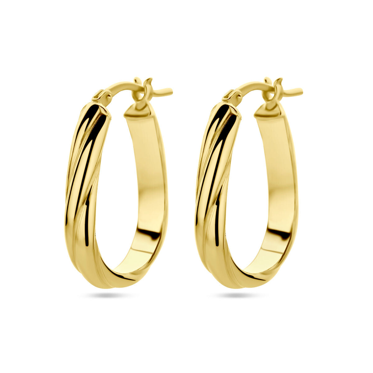 Orecchini alla creola in argento placcato oro giallo con design intrecciato.