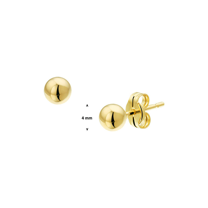 orecchini a bottone sfera oro giallo 14K