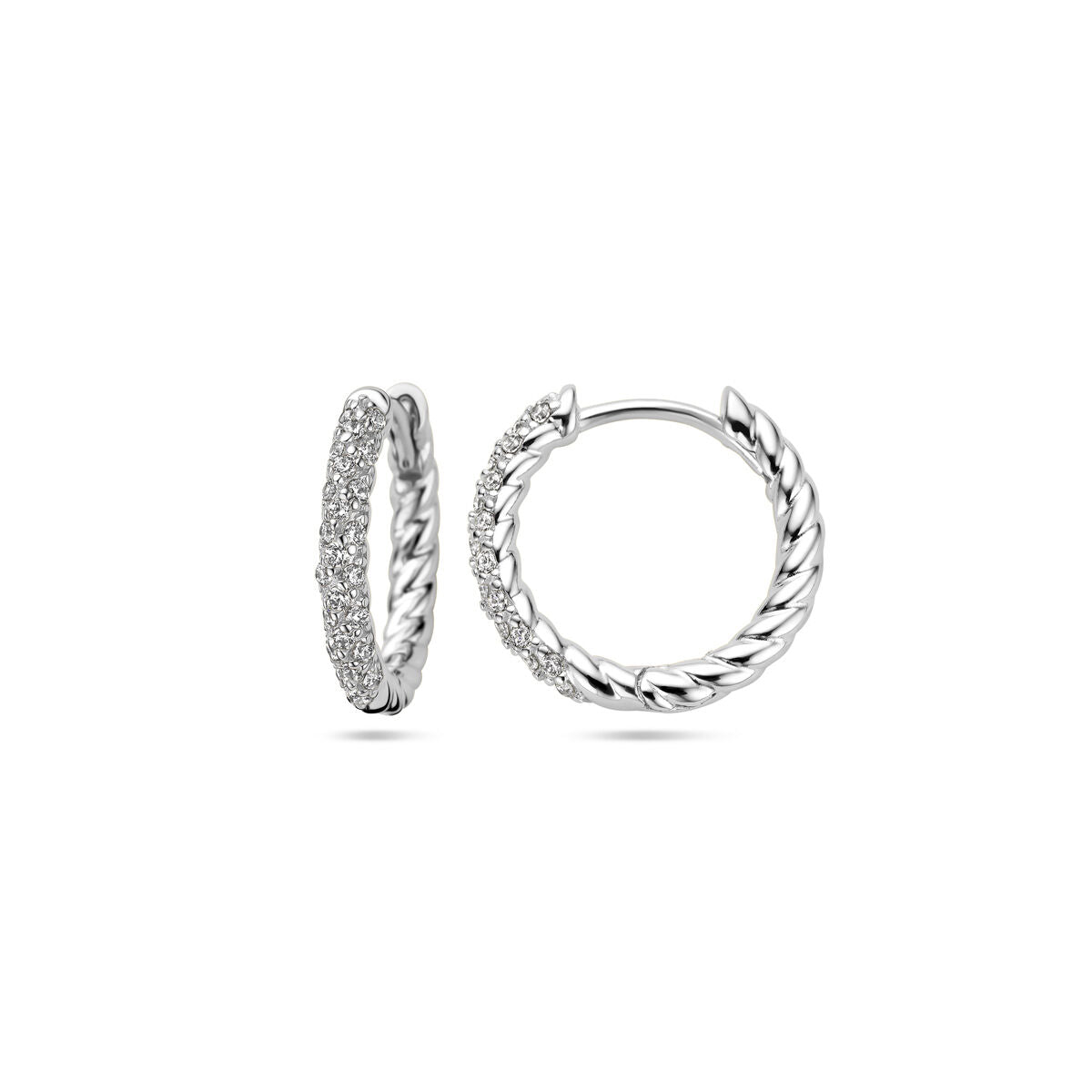 orecchini a clip con zircone in argento rodiato