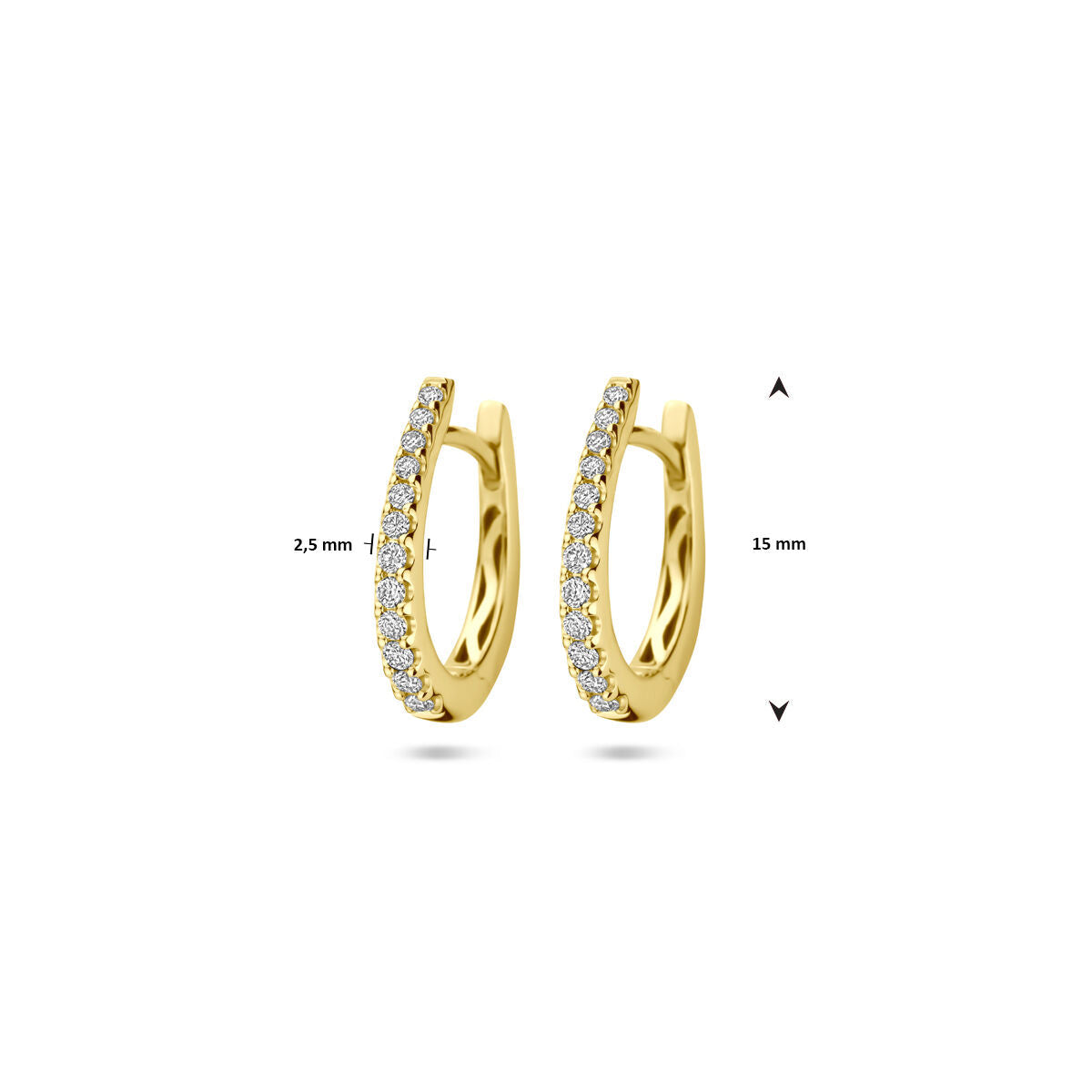 orecchini a cerchio diamante h si 2,5 mm tubo 14K oro giallo
