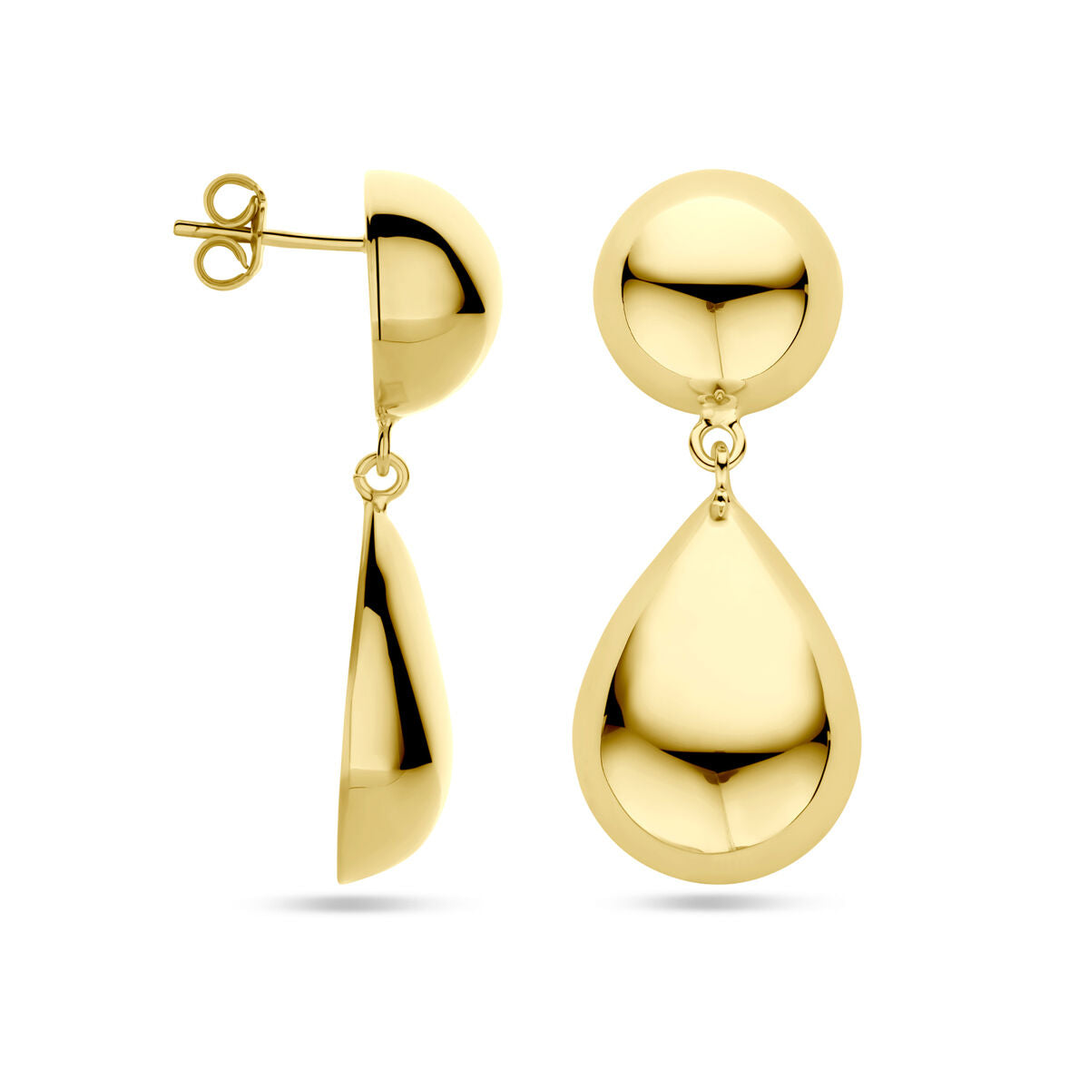 orecchini pendenti semisfera e goccia 40 mm 1 micron argento placcato (giallo)