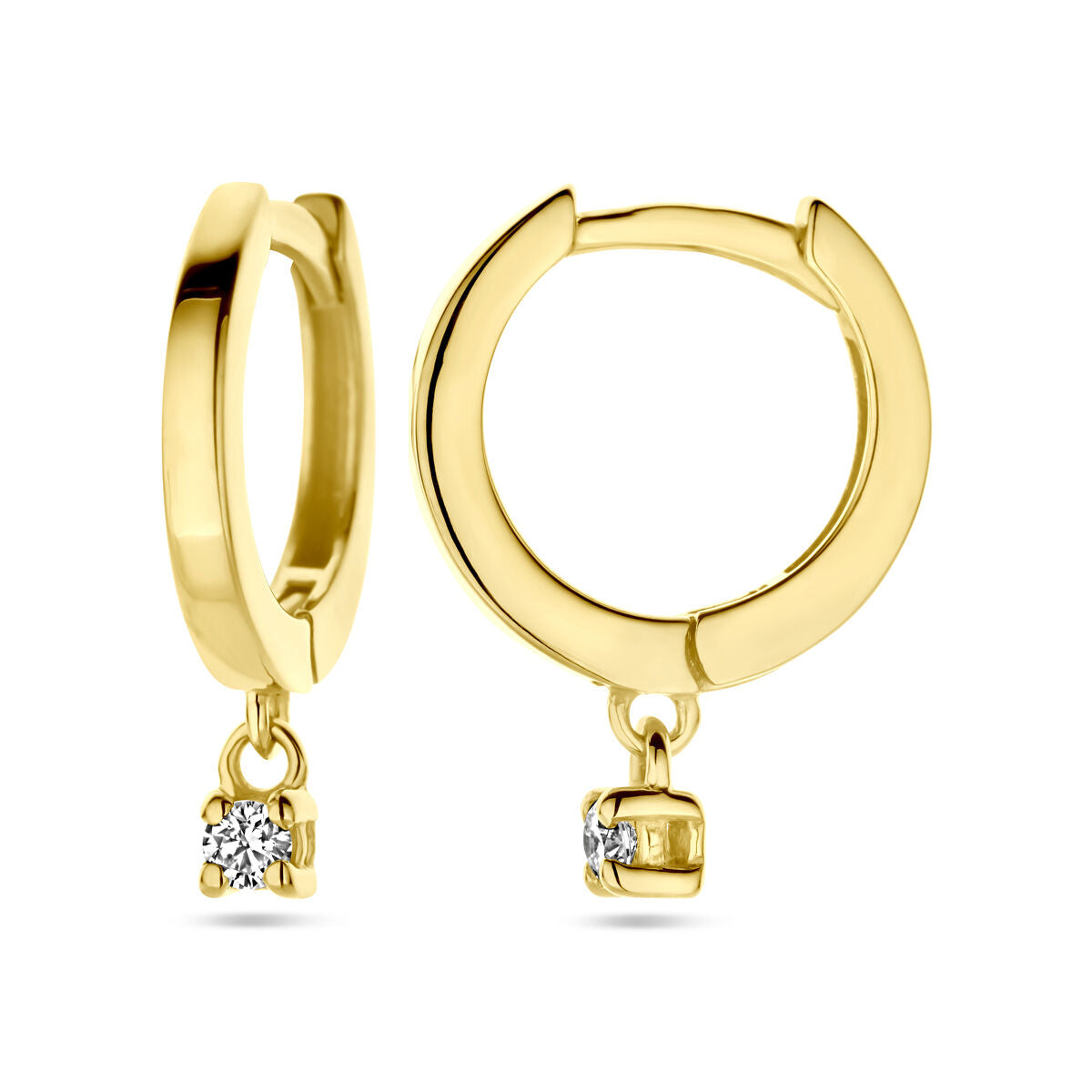 orecchino a cerchio diamante 0,06ct (2x 0,03ct) h si 16 mm oro giallo 14K
