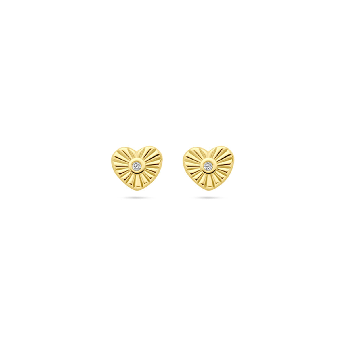 Orecchini a bottone cuore zircone 4,5 mm oro giallo 14K