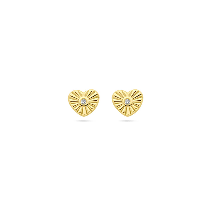 oorknoppen hart zirkonia 4,5 mm 14K geelgoud