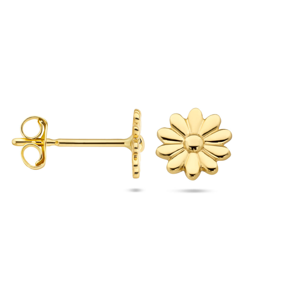 Orecchini a bottone fiore in oro giallo 14K