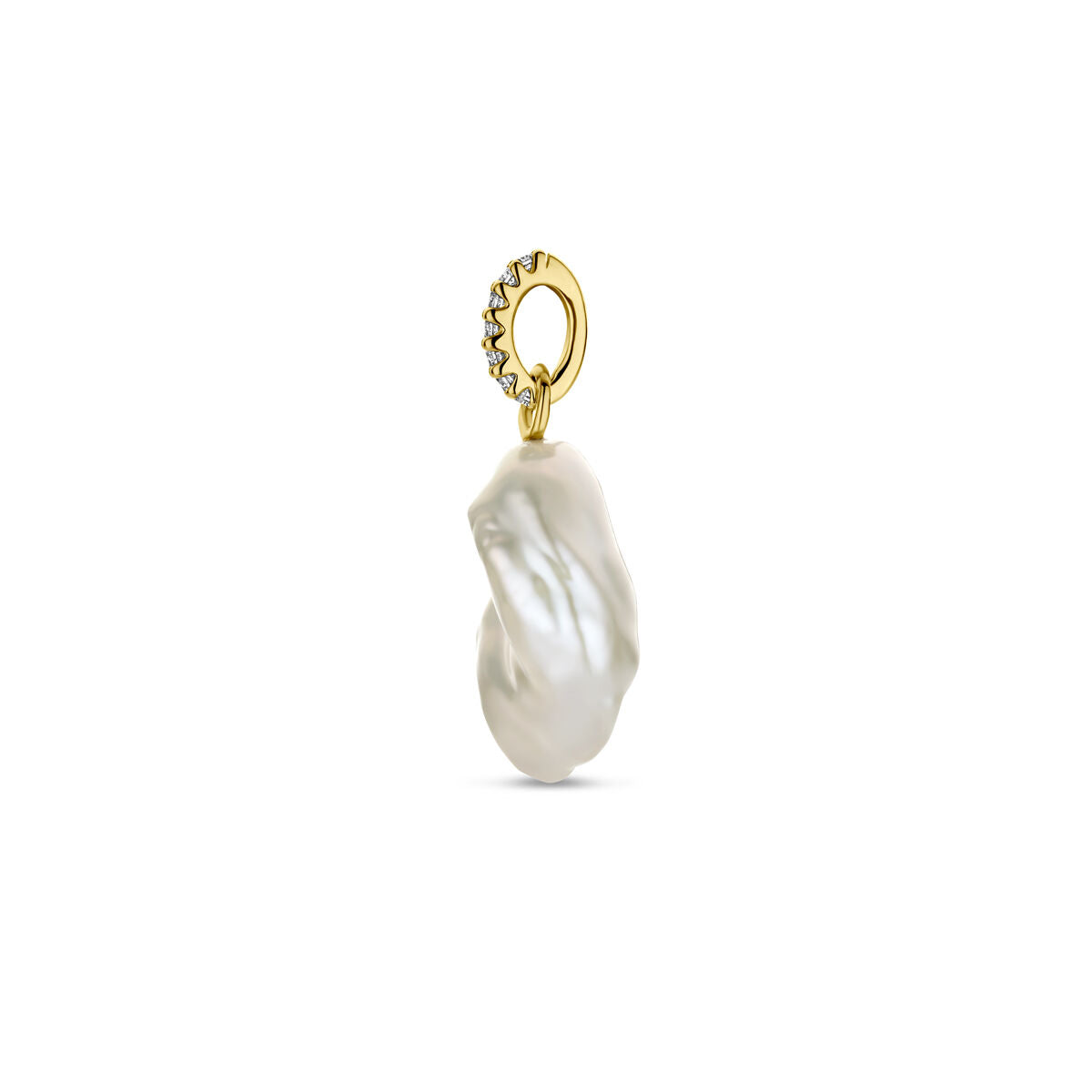 ciondolo perla e diamante 0.04ct h si oro giallo 14K