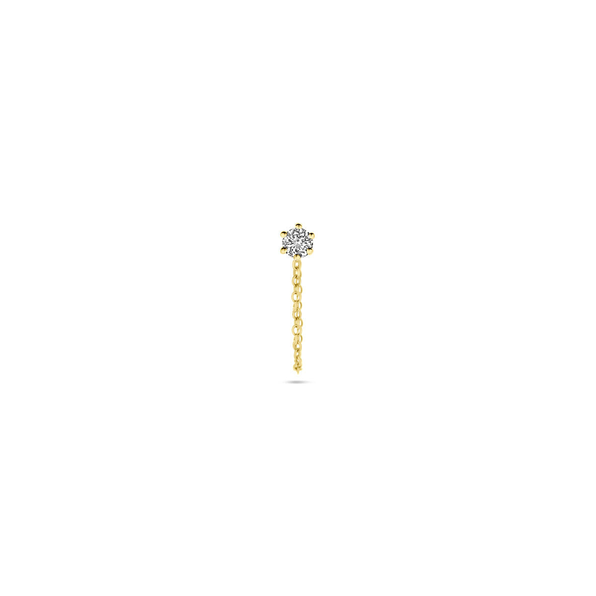 Orecchino in oro giallo 14K con diamante di 0,05 ct, design semplice e raffinato.