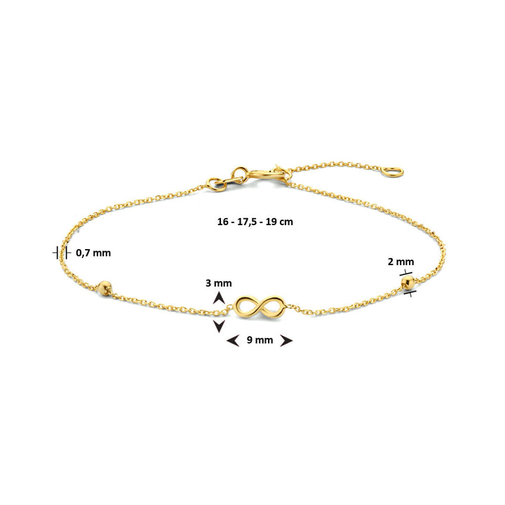 Gouden armband dames infinity en bolletjes 14K