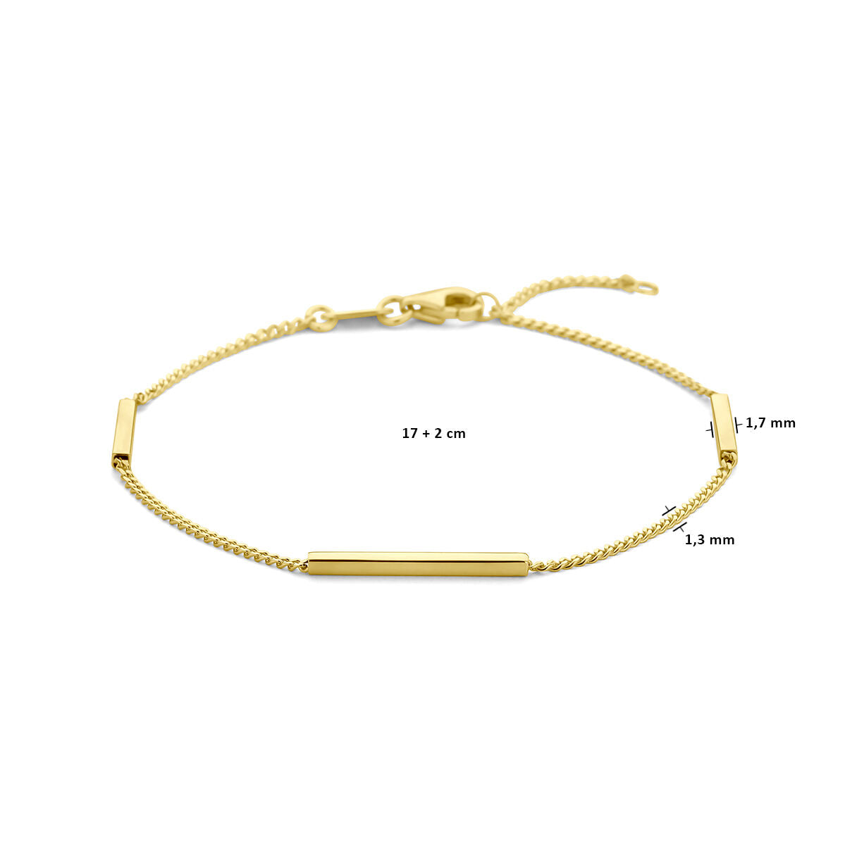 bracciale a barrette 17 – 19 cm oro giallo 14K