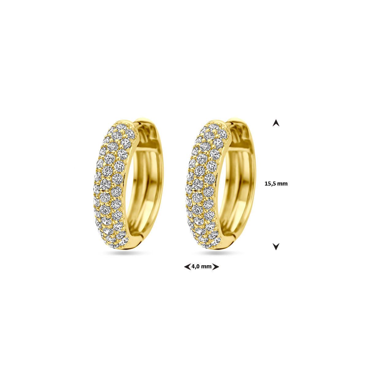 orecchini a clip zircone 15,5 mm 1 micron argento placcato oro (giallo)