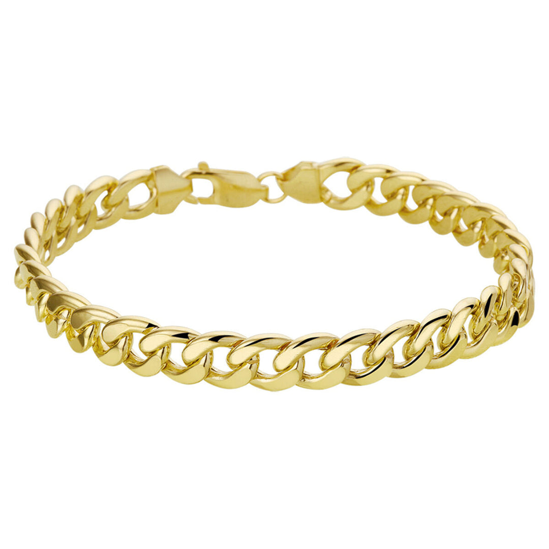 Geelgouden Armband met Gourmette Schakel – Zilgold Armband 22,5 cm met 8mm Schakels