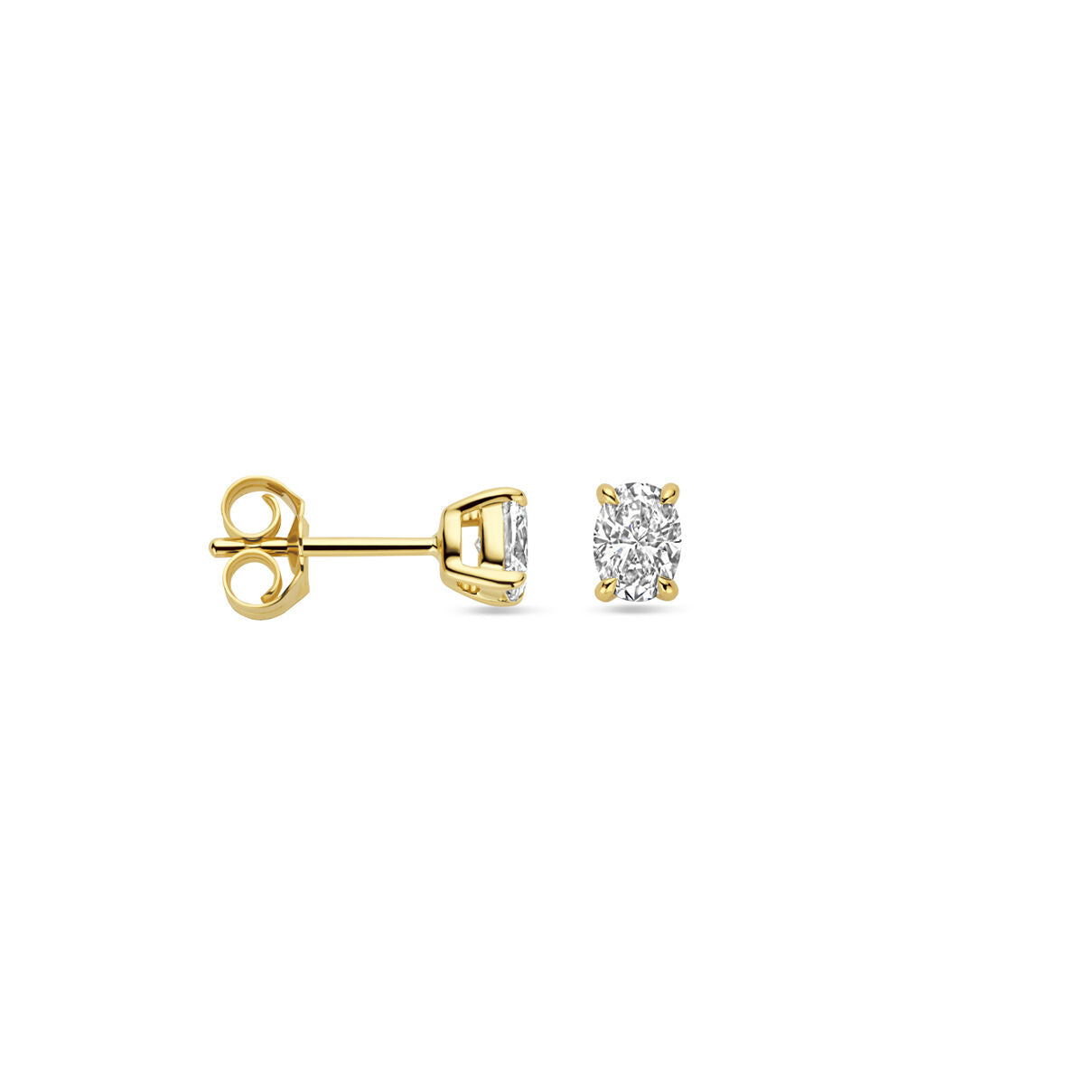 orecchini a bottone diamante lab grown 0.5ct. (2x 0.25ct) h si oro giallo 14K