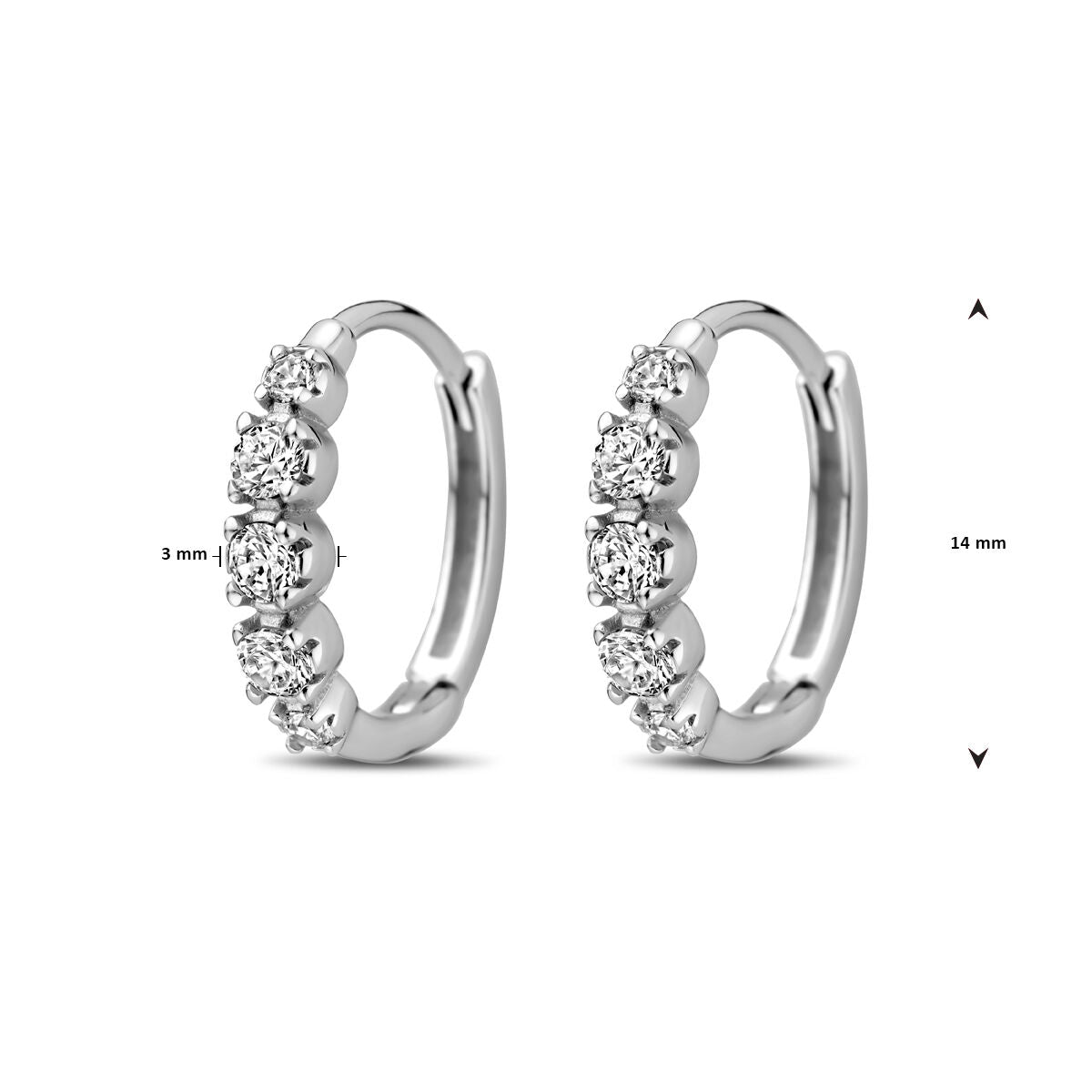 orecchini a cerchio zirconia 14 mm argento rodiato