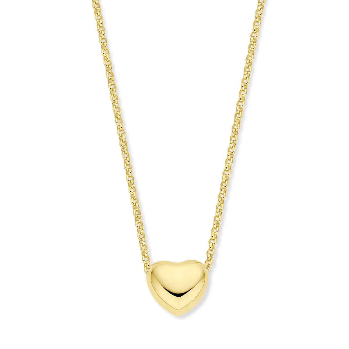 Collana con ciondolo a forma di cuore, in argento dorato giallo, lunghezza 40 + 5 cm.