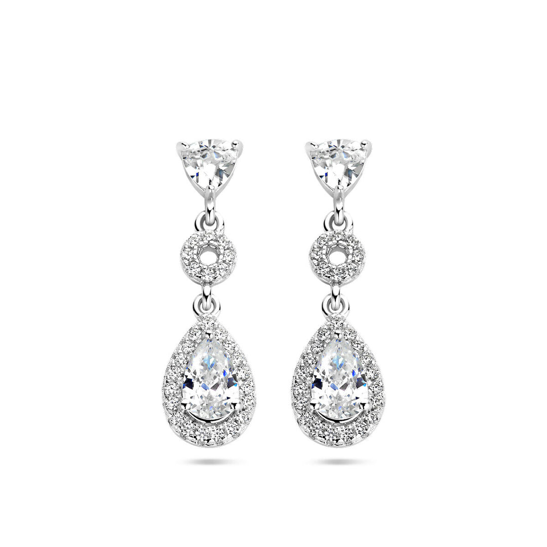 oorhangers zirkonia halo zilver gerhodineerd