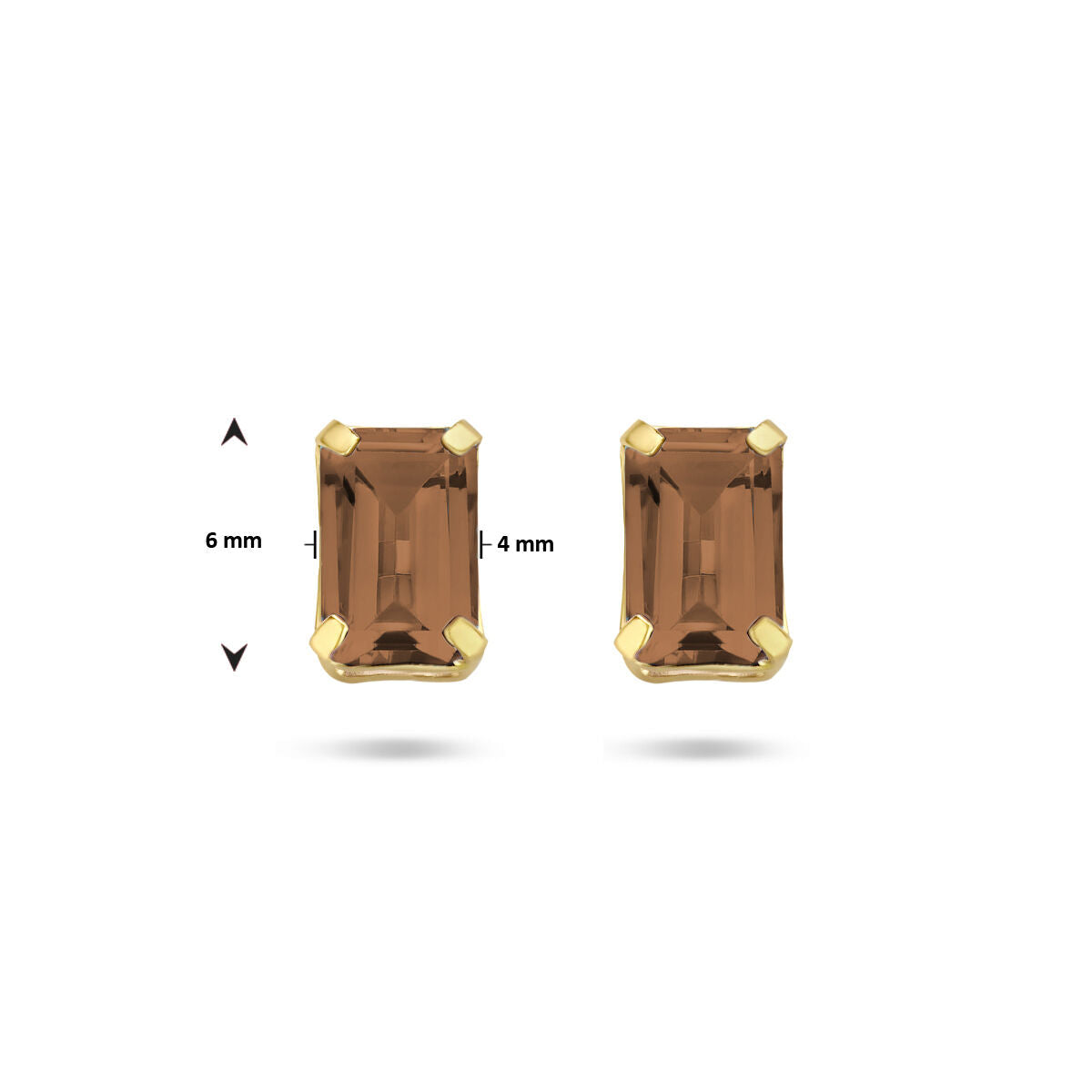 orecchini a bottone quarzo affumicato 14K oro giallo