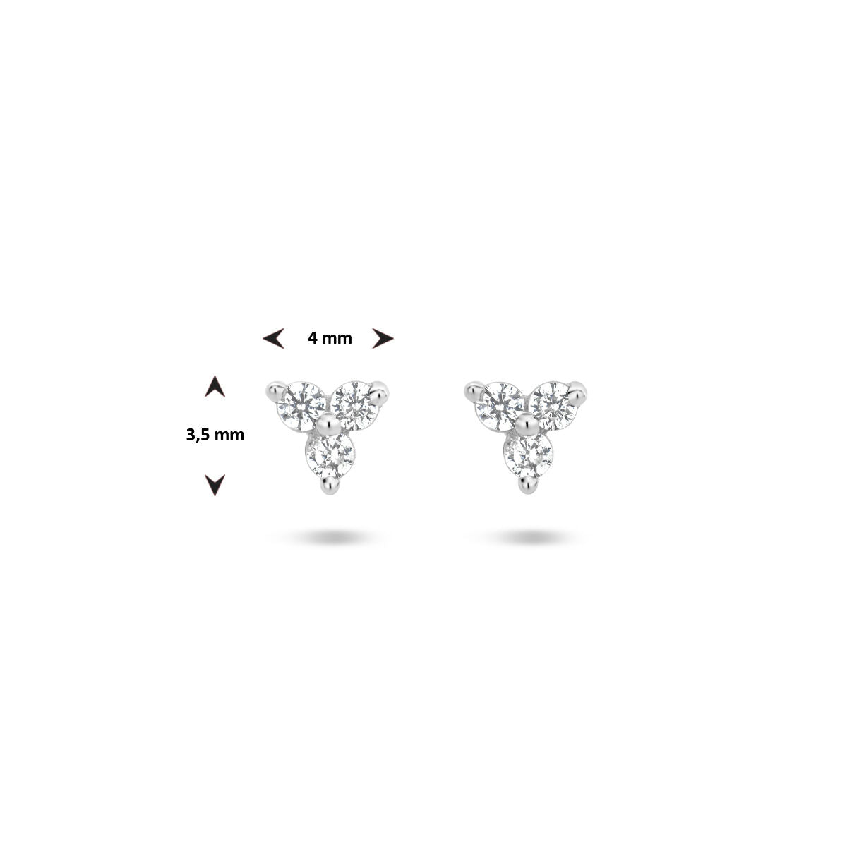 Orecchini a bottone zircone argento rodiato