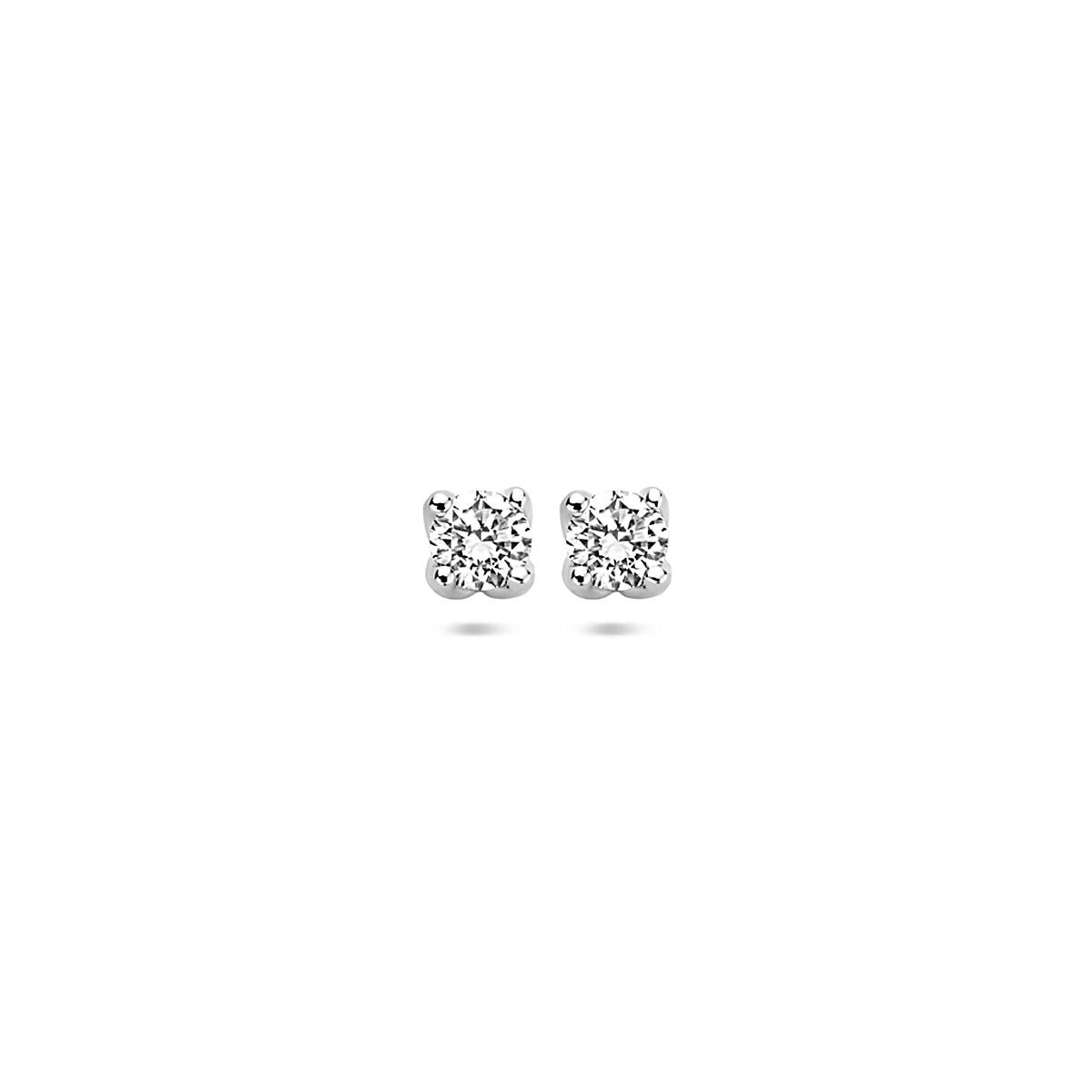 Orecchini in oro bianco 14K con diamanti lab-grown da 0,20 ct (2x 0,10 ct), forma rotonda di 3,25 mm.