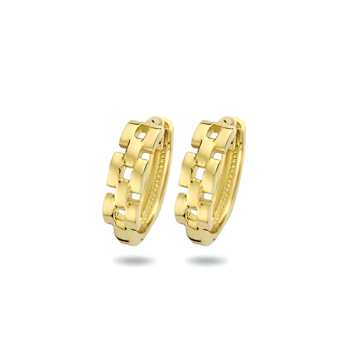 klapoorringen schakelmotief 14K geelgoud