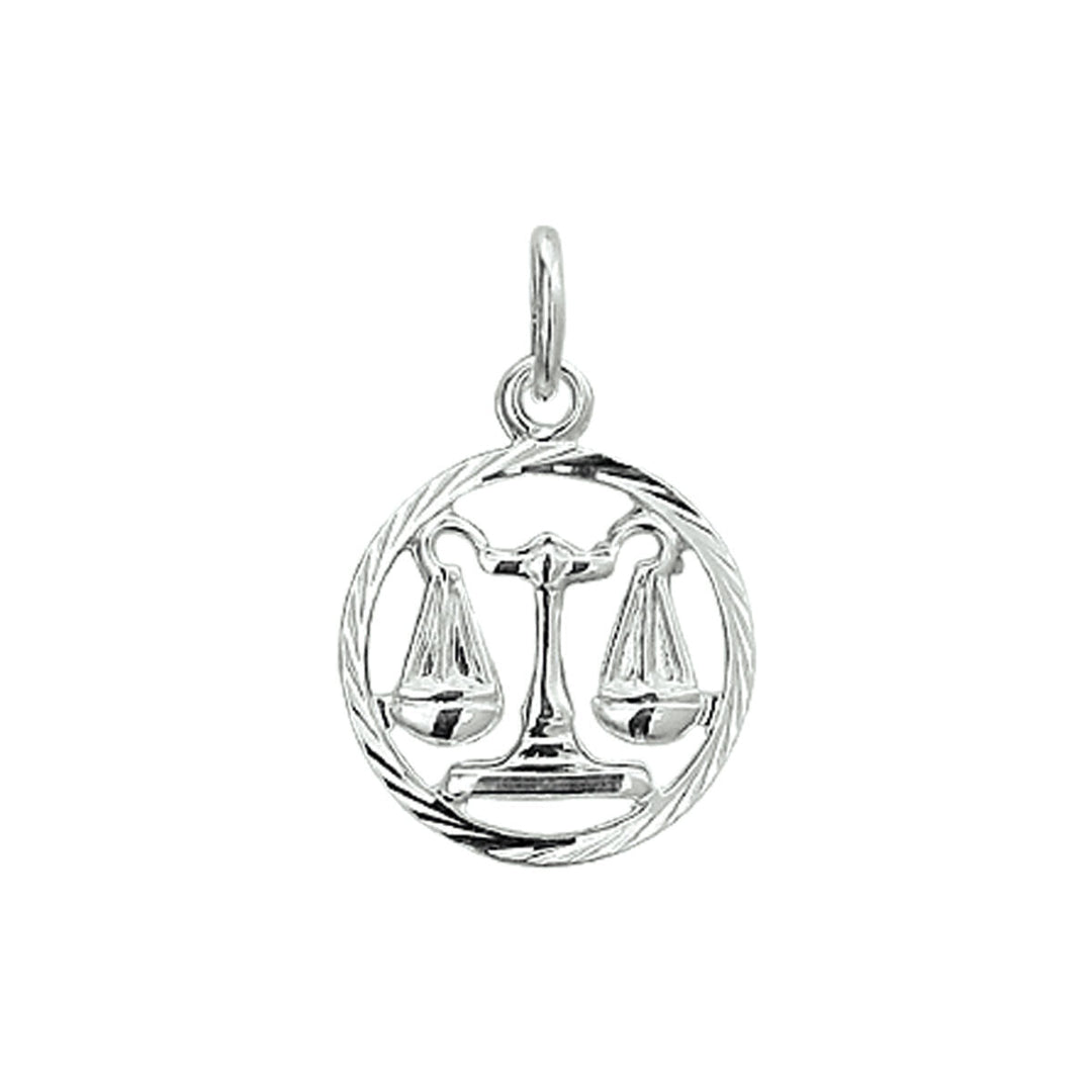 De Van der Kooij Collectie hanger sterrenbeeld gediamanteerd zilver wit toont het Weegschaal-symbool met weegschaal in een cirkel. Een unisex sieraad dat elke ketting zilverkleurige elegantie en astrologische stijl geeft.