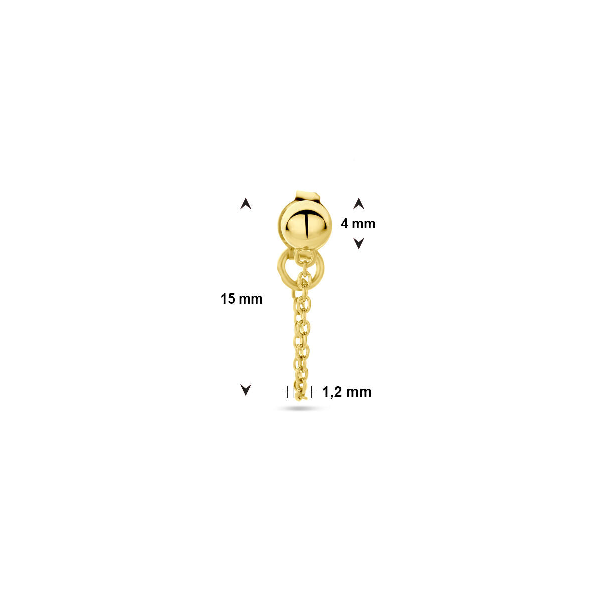 orecchino a bottone semisfera al pezzo 1 micron argento dorato (giallo)
