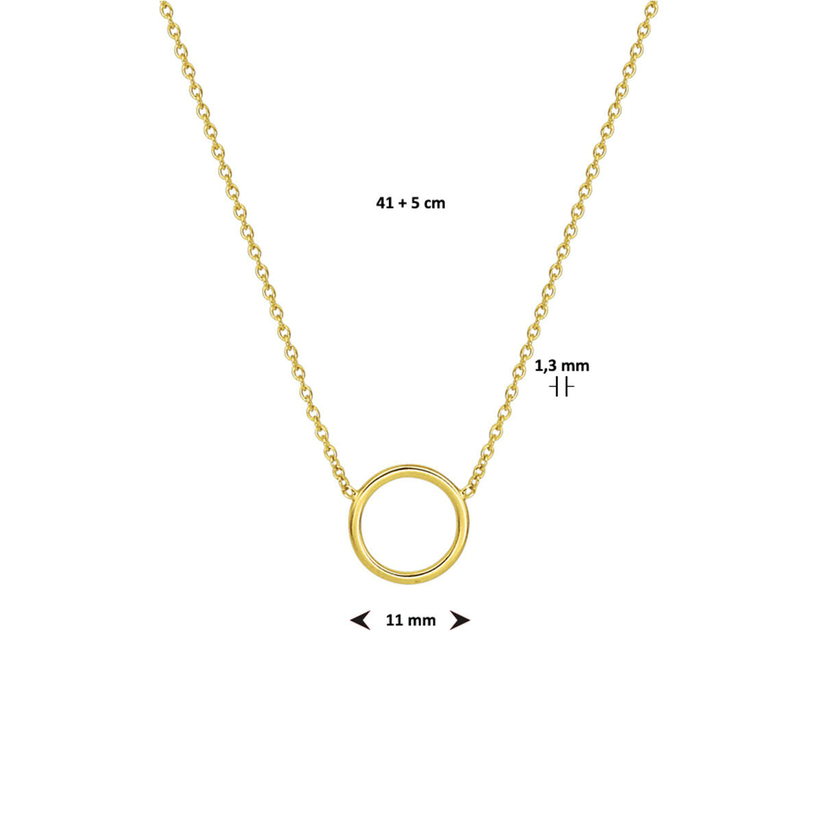 collana tondino 41 + 5 cm 3 micron argento placcato (giallo)