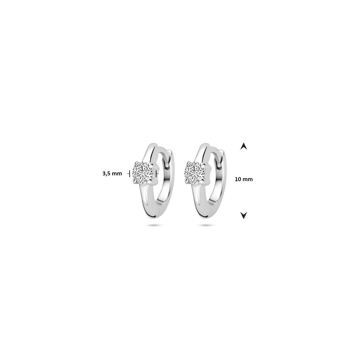 orecchini a cerchio con zirconia 10 mm argento rodiato