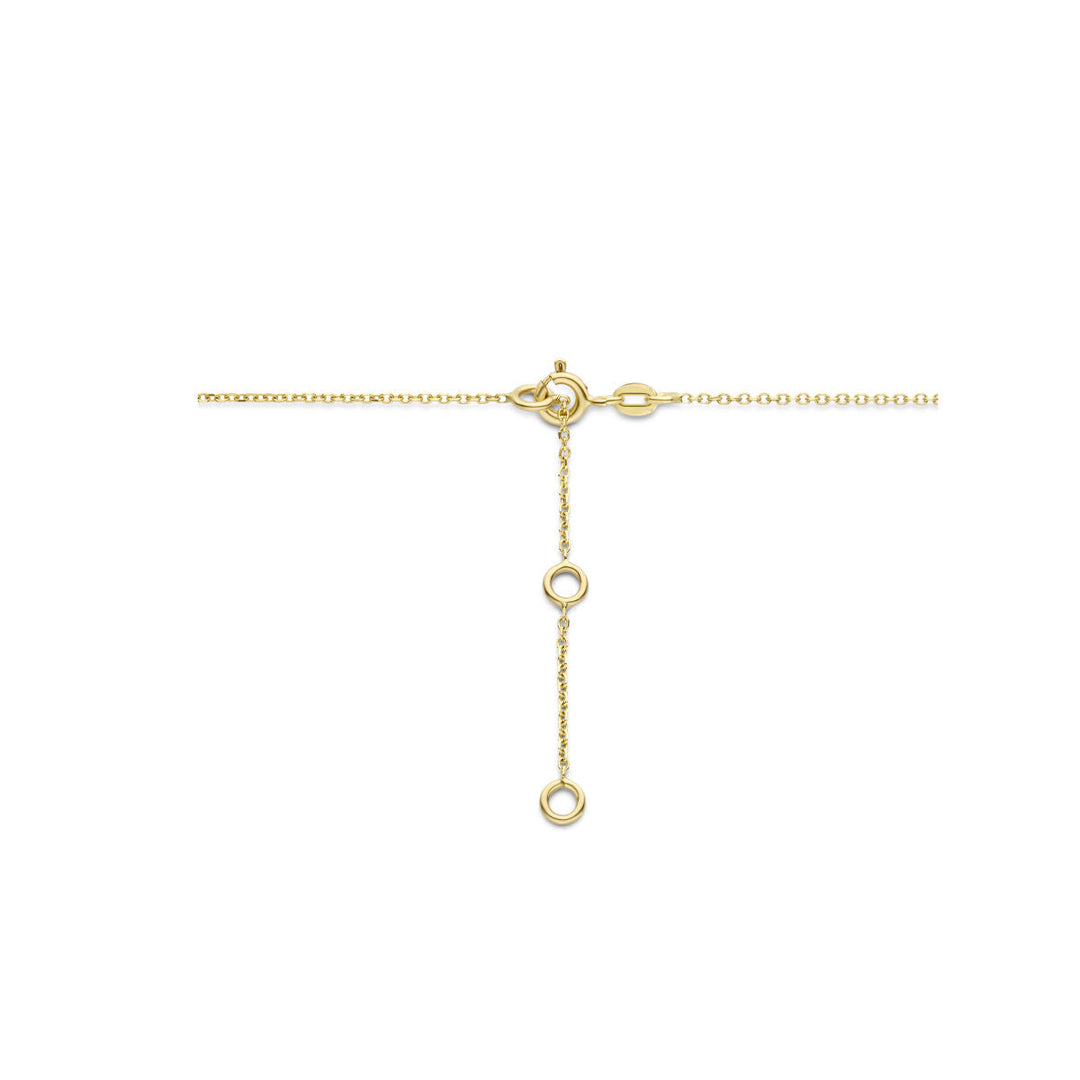 Gouden dames ketting london blue en blauw topaas en rondjes 14K