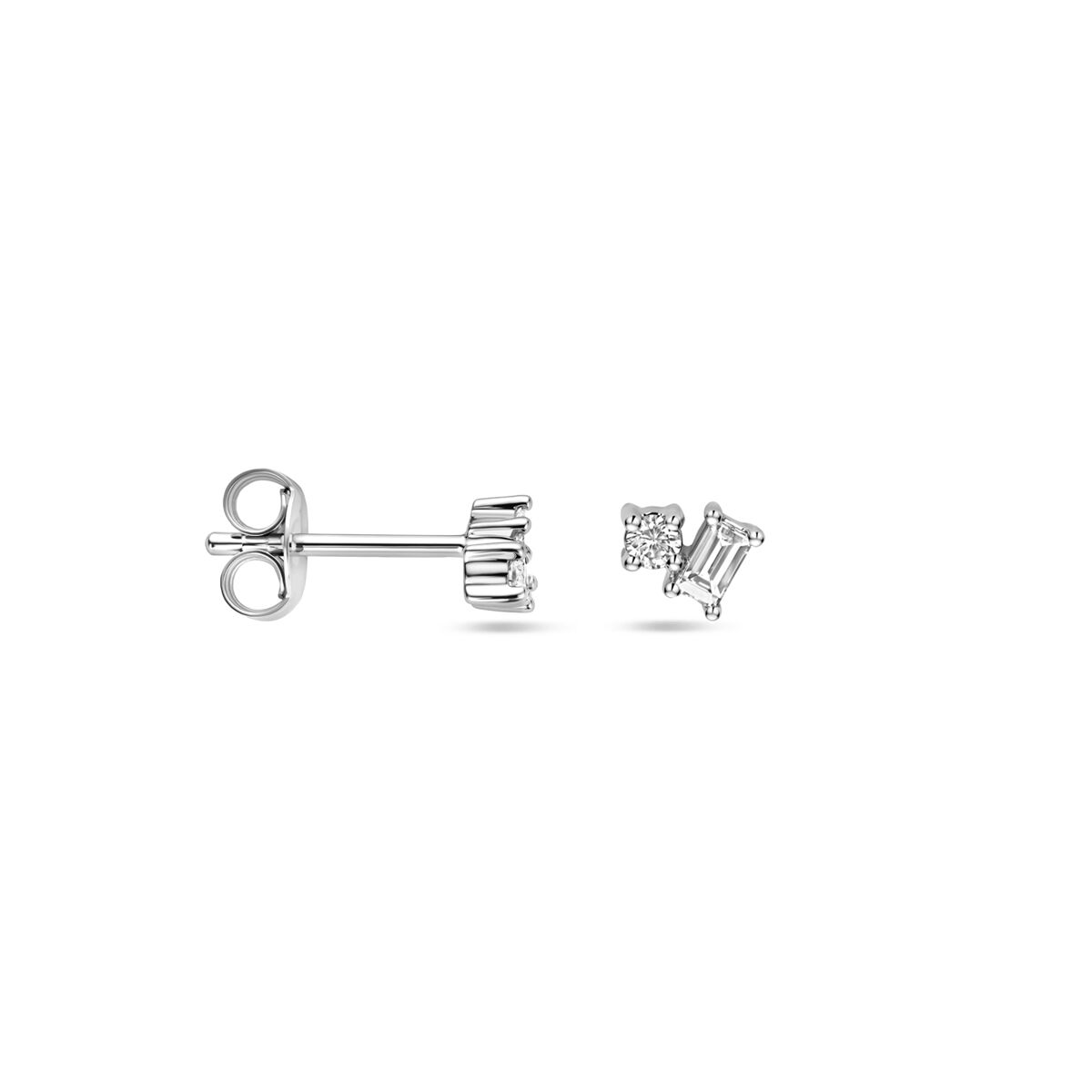 orecchini a lobo diamante 0.2ct (2x 0.1ct) h si 4 mm oro bianco 14K