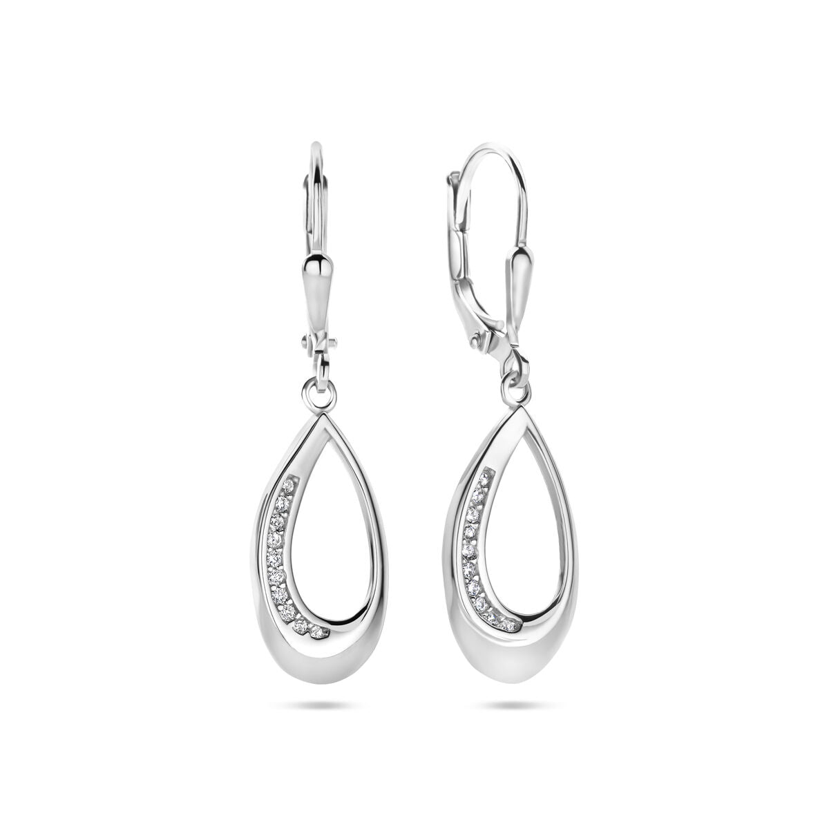 orecchini pendenti a goccia zircone gancio brisure 34 mm argento rodiato