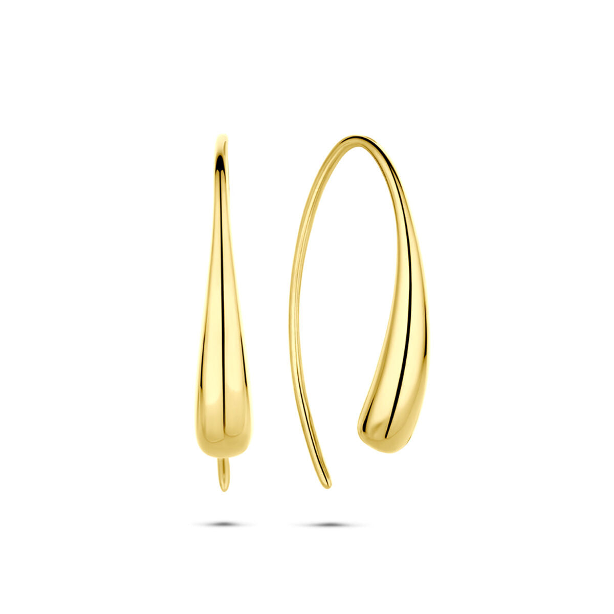 Orecchini a goccia in oro giallo 14K con gancio francese, lunghi 21 mm.