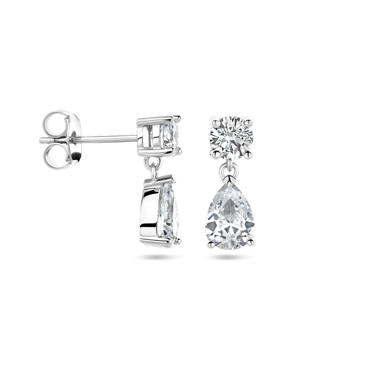 orecchini pendenti zircone argento rodiato