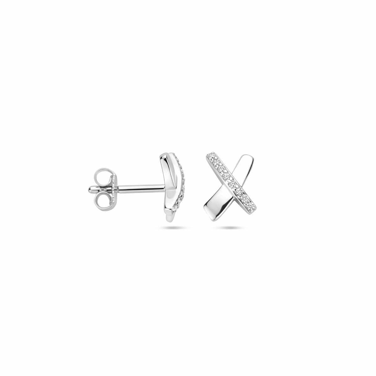 orecchini a bottone zircone 9 mm argento rodiato