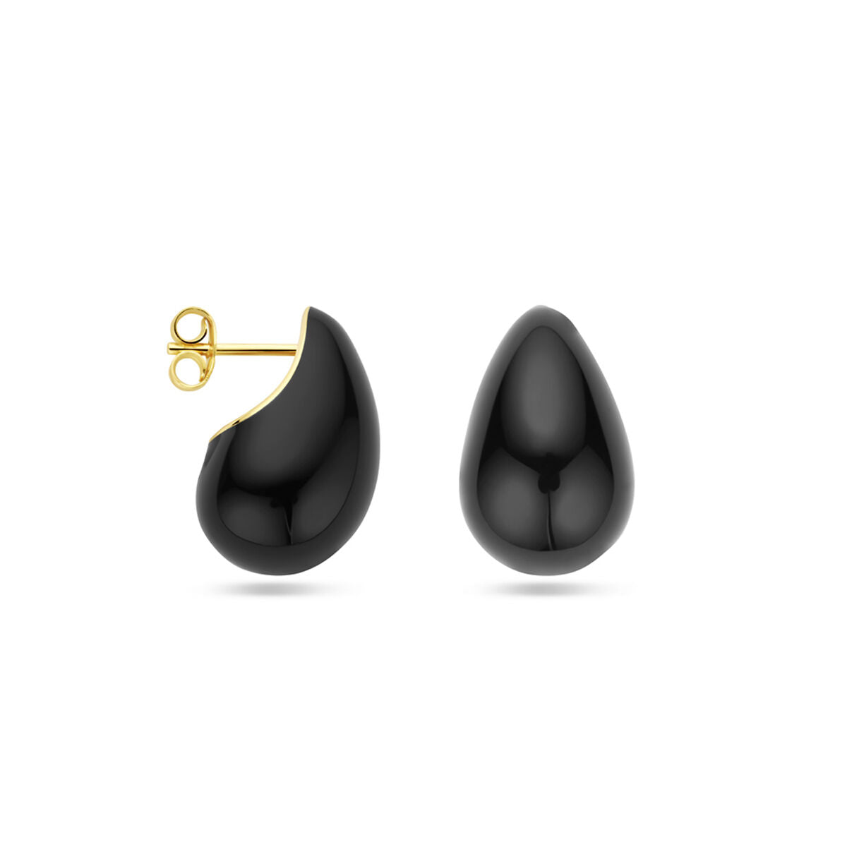 orecchini a bottone smalto nero 1 micron 20 mm argento placcato (giallo)