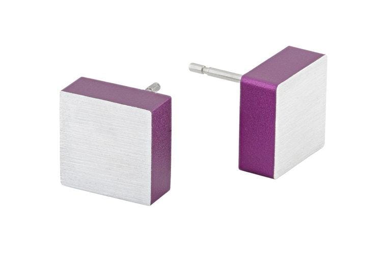 Orecchino a perno quadrato viola O15P
