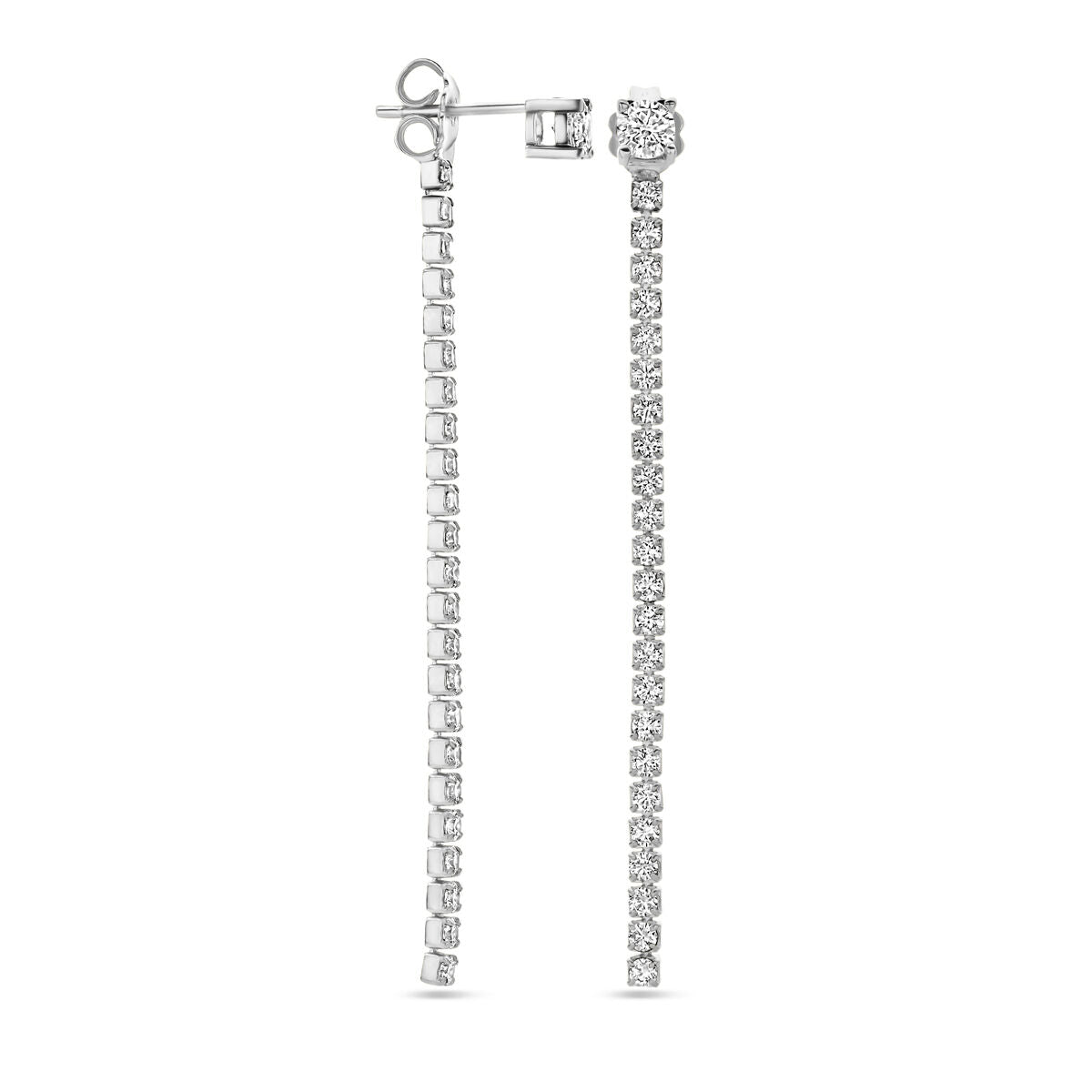 orecchini pendenti zirconia 55 mm argento rodiato