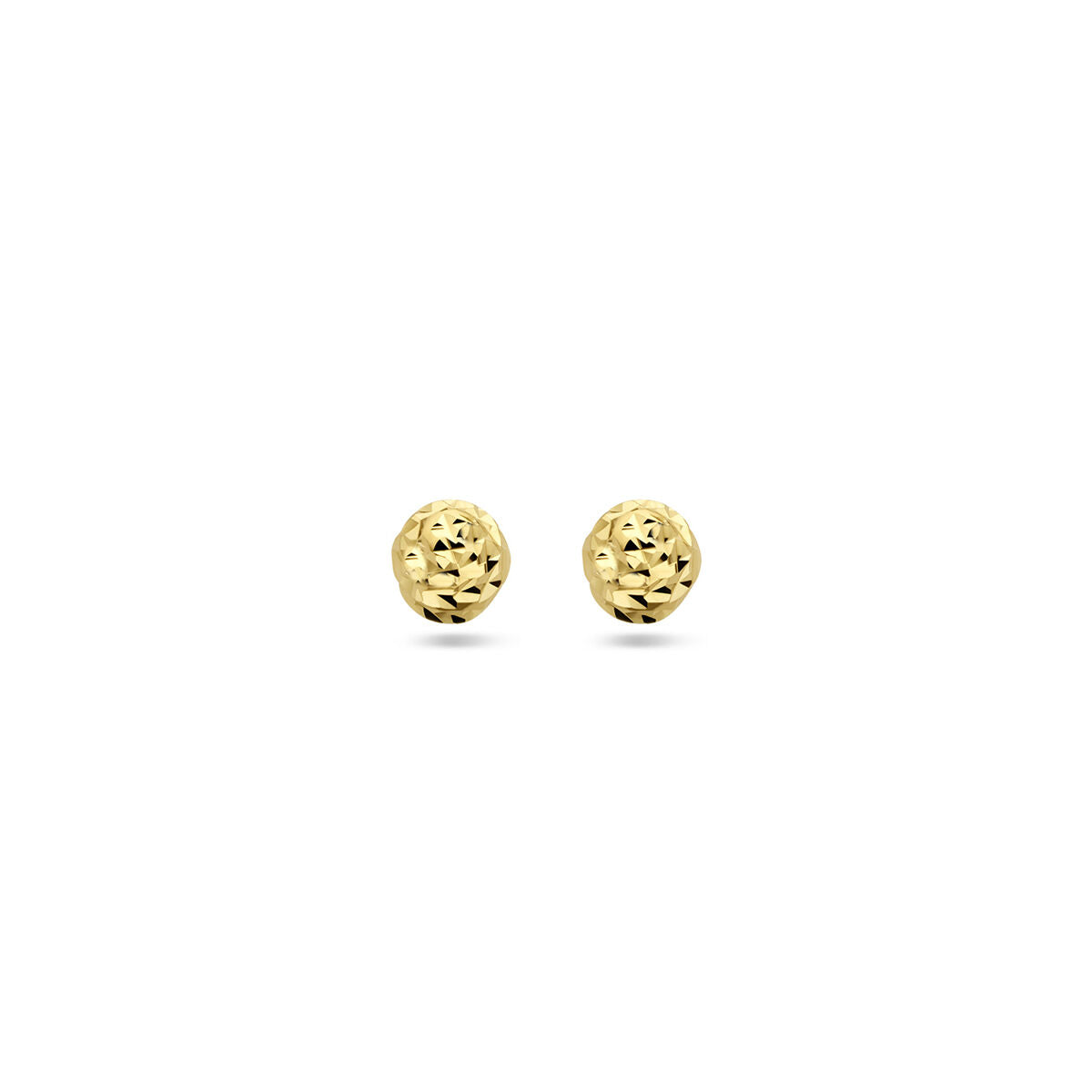 Orecchini a bottone in oro giallo 14K con finitura diamantata.