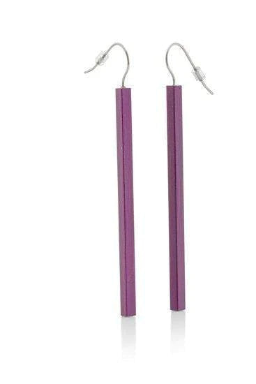 Orecchino pendente barrette lunghe viola O38P