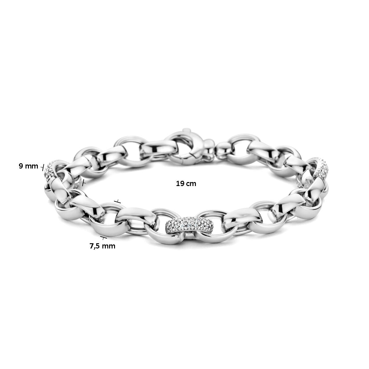 Bracciale in argento da donna jasseron ovale zirconia rodiato