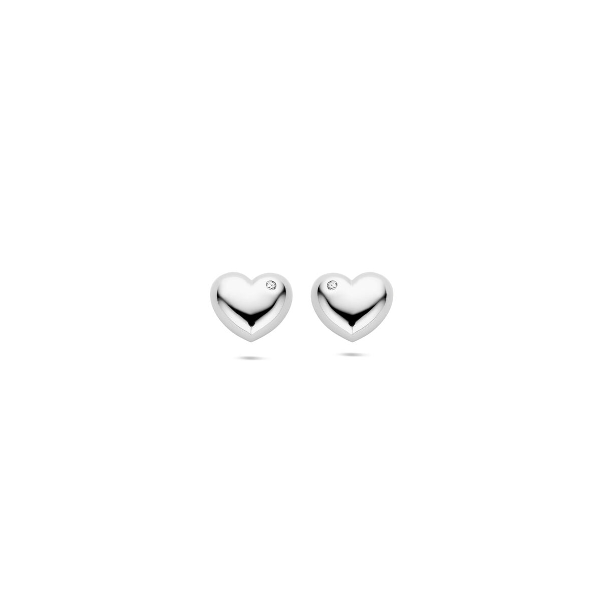 orecchini a bottone cuoricino zirconia 9,5 mm argento rodiato
