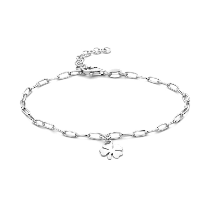 armband klaver 16 + 3 cm zilver gerhodineerd