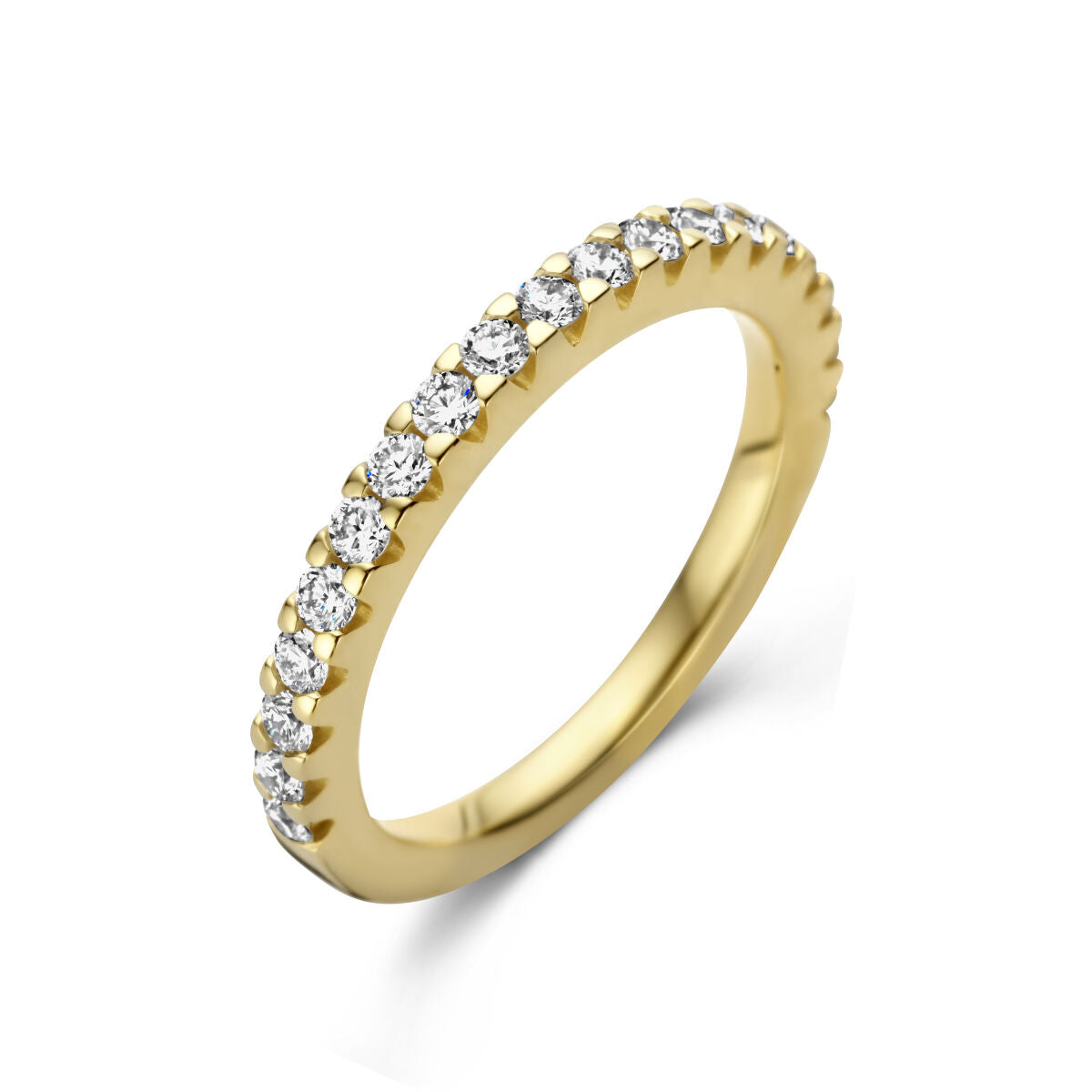 Anello impilabile in oro giallo 14K con diamanti da 0,50 ct, finitura lucida.