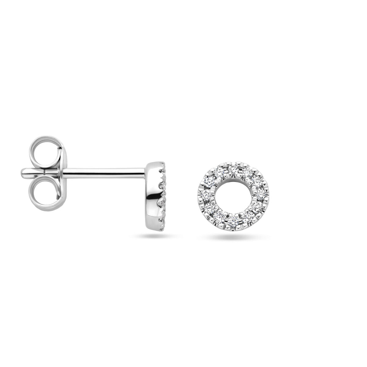 orecchini a bottone diamante 0.07ct (2x 0.035ct) h si 5,5 mm 14K oro bianco