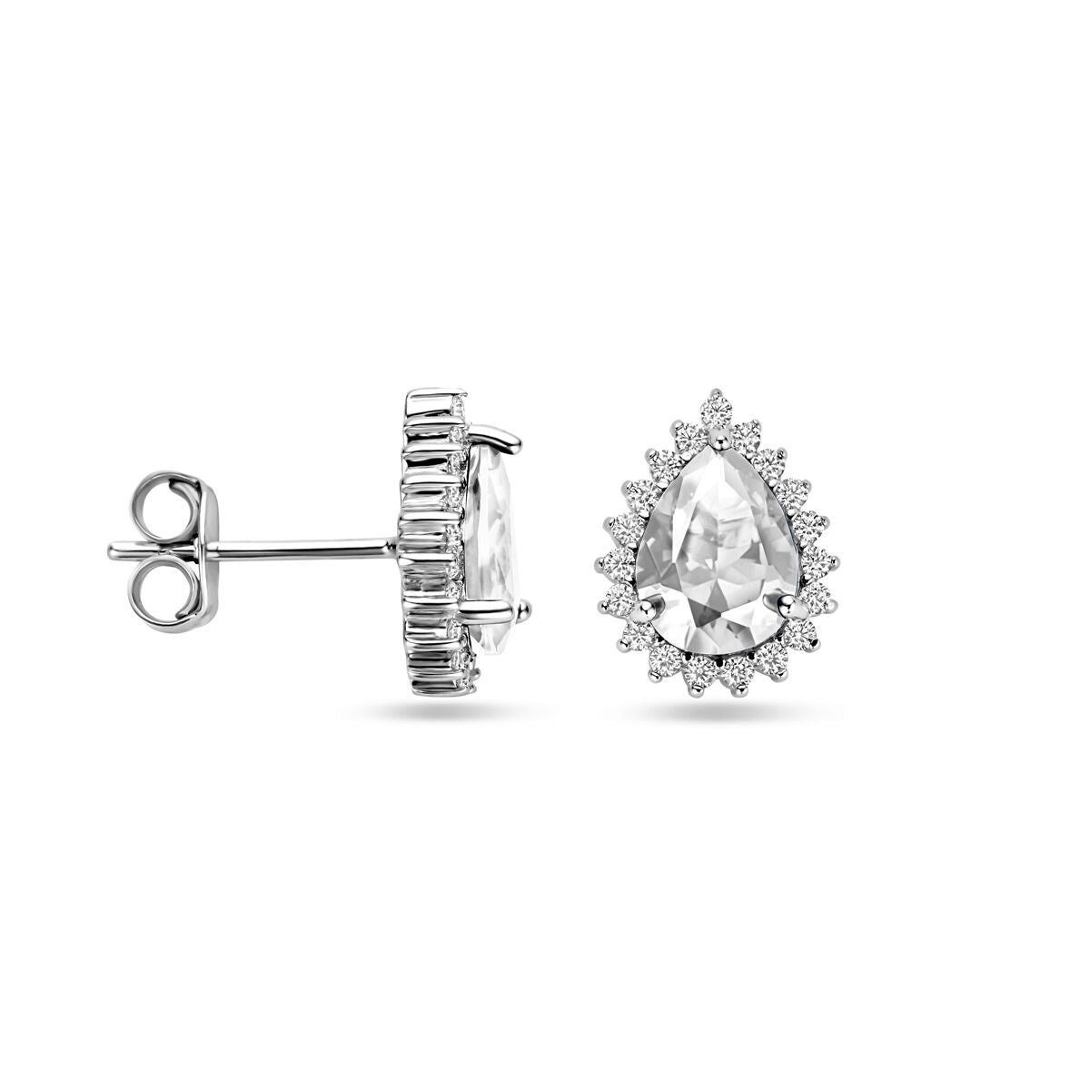 orecchini a bottone zirconi 11,5 mm argento rodiato